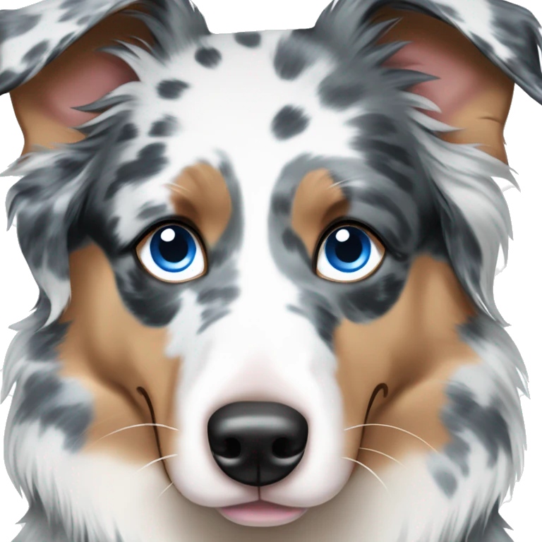 Blue Merle Australian Shepherd with Blue Eyes emoji