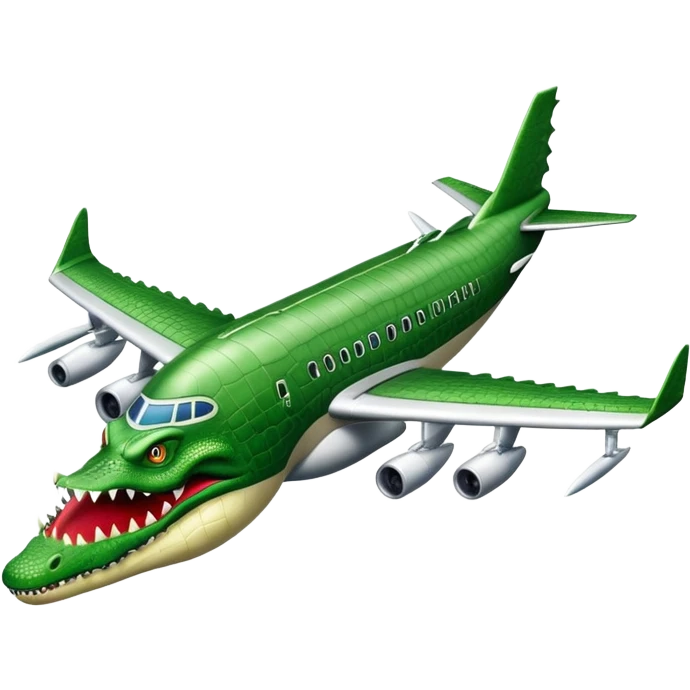 An airplane that has a crocodile head on the front  emoji
