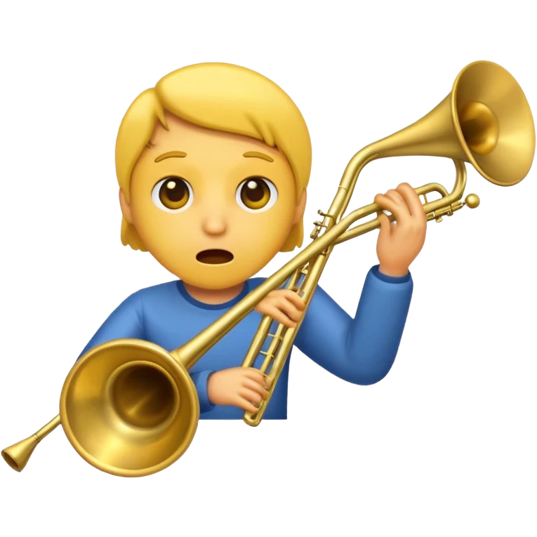 Emoji triste tocando el trombón emoji