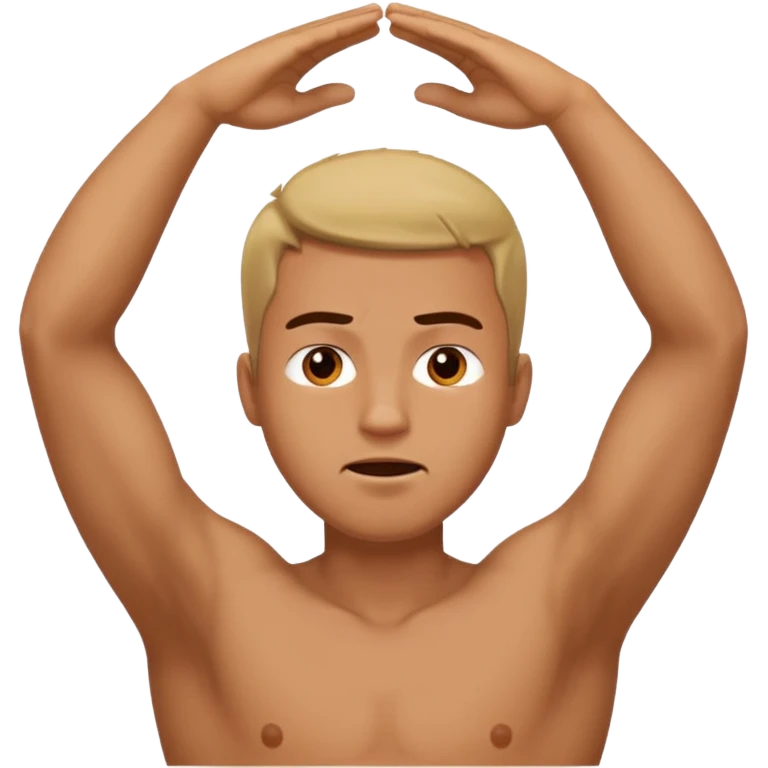man backing down from argument with arms up WITH NIPPLES emoji