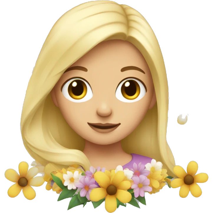 Blonde girl with flowers  emoji