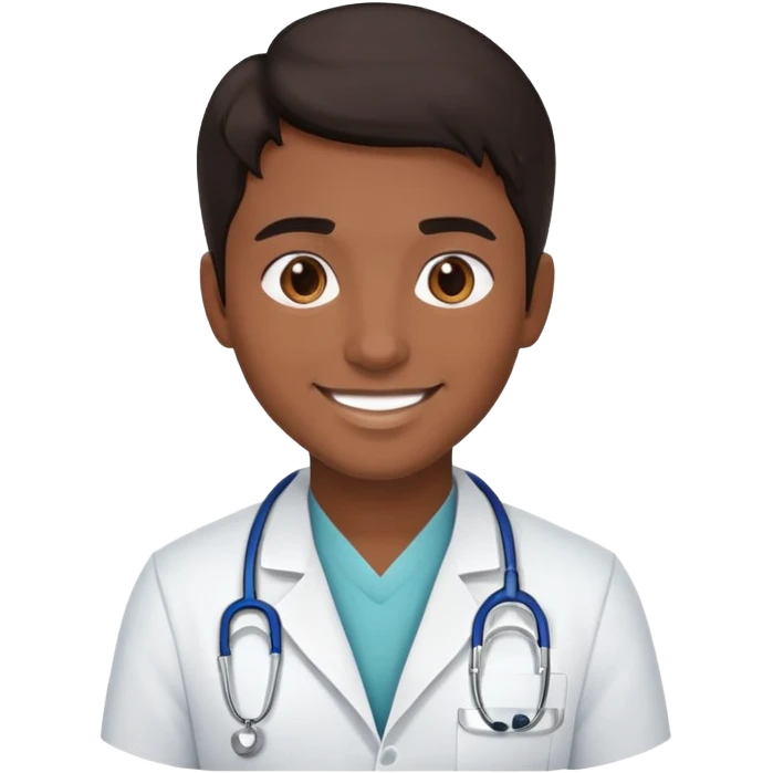 young doctor with dark hair and brown skin smiling emoji