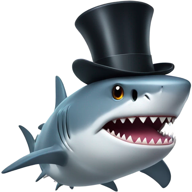 Shark with a top hat emoji