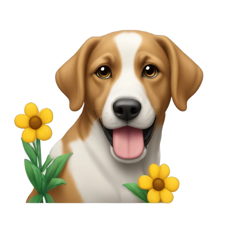 Perro con una flor emoji