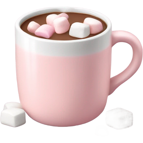 Light Pink mug of hot chocolate with marshmallows  emoji