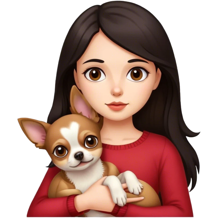 Girl with dark hair and chihuahua  emoji