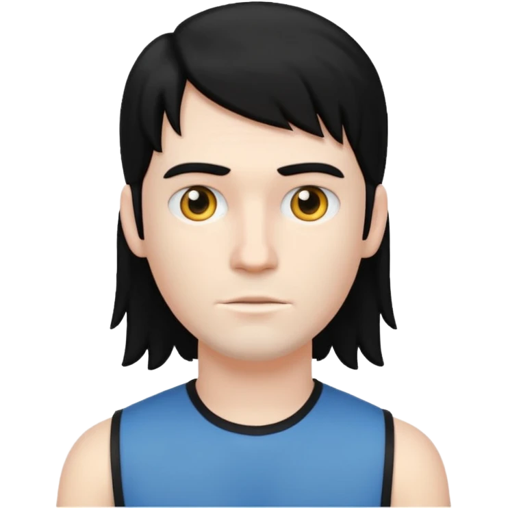 White  boxer with black hair and a long mullet haircut emoji
