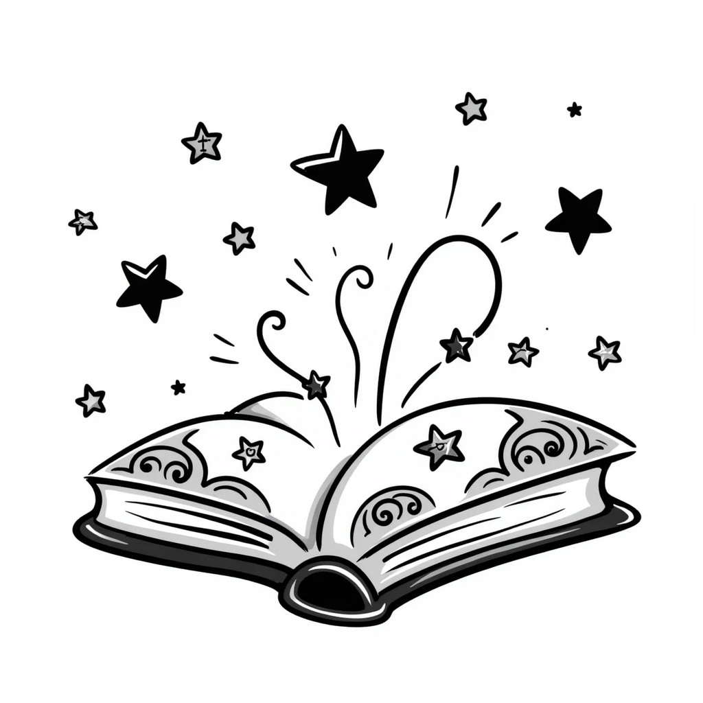 Магическая закрытая книга  — декоративная обложка звёздами и алхимическими знаками. Обложка украшена винтажными завитками,  таинственным сиянием. emoji