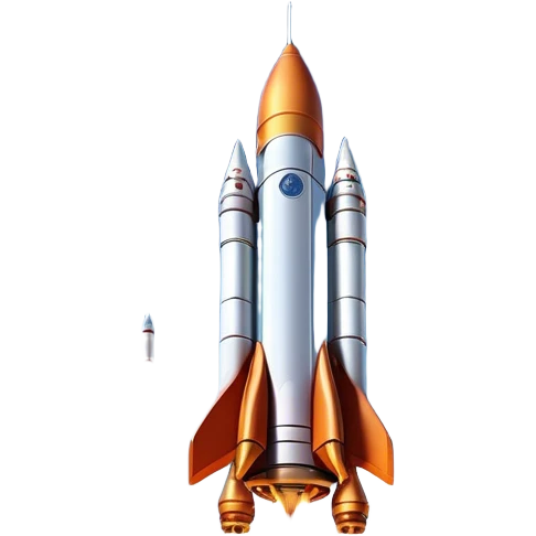  Cinematic Realistic Rocket Launch – A powerful, fiery scene of a massive rocket lifting off, its engines producing a bright, billowing inferno. The metallic body gleams in the sunlight, with intricate paneling and realistic textures bringing out its engineering marvel. Thick clouds of smoke and steam rise as it ascends into the sky. emoji