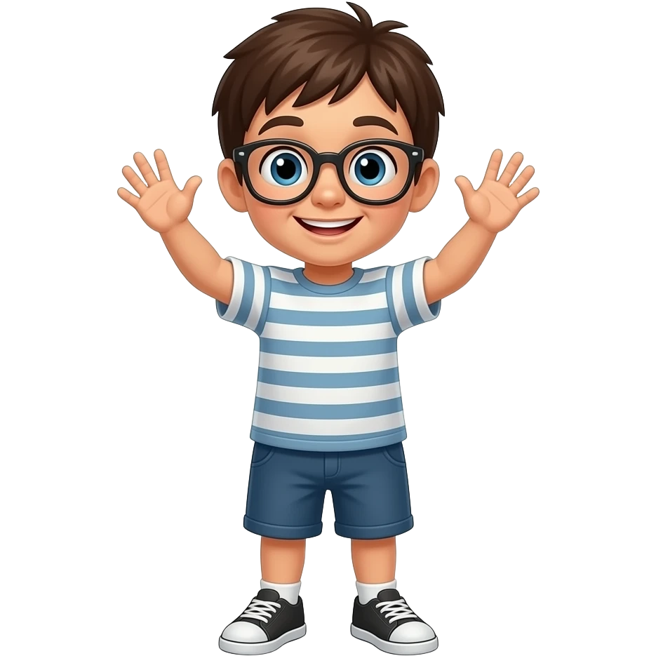 A kid moving their hands up and down emoji