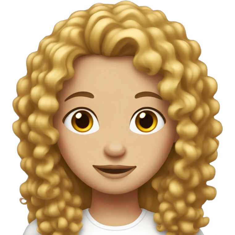 girl with curly long brunette hair and white top emoji