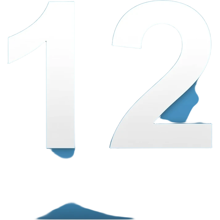 Create an emoji with number 12 in a classic way, on a blue background, just like others emoji with numbers emoji