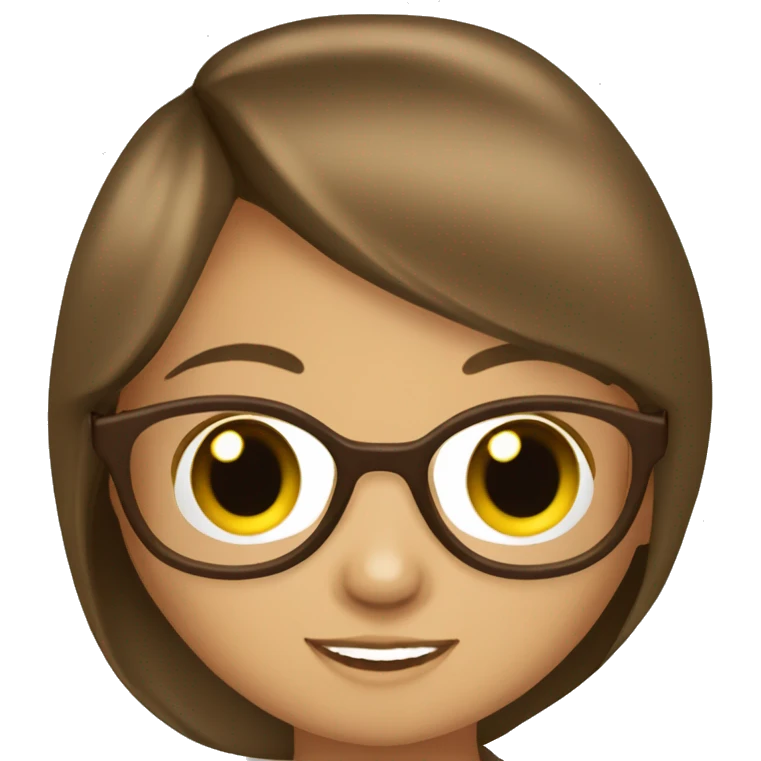 Niña con pelo largo castaño cn lentes emoji