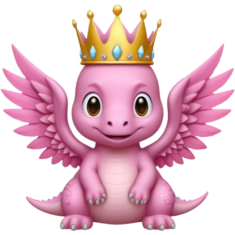pink baby dinossaur with wings with a crown emoji