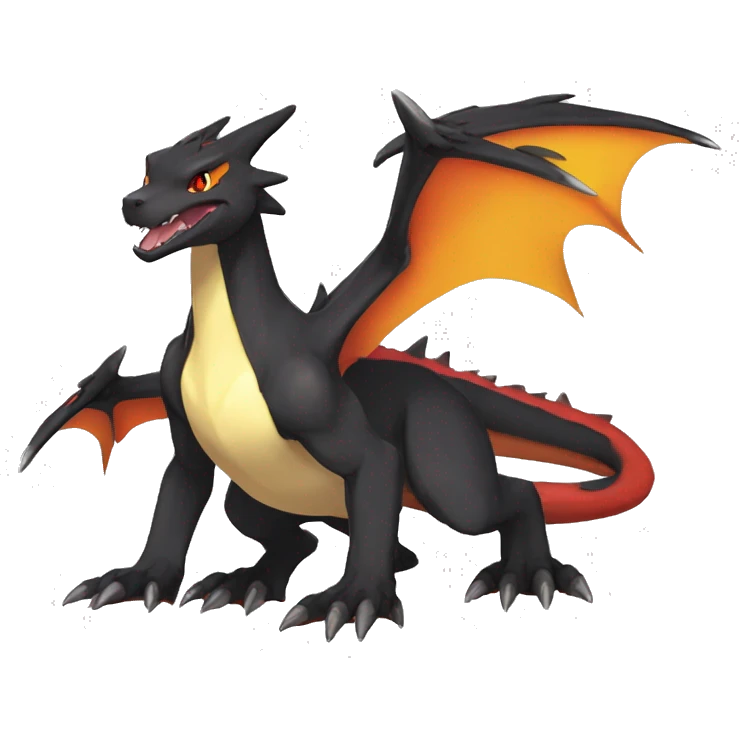 Anthro Cute cool black red white yellow nargacuga-Charizard sergal animal hybrid Fakemon full body emoji