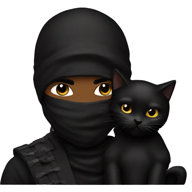 A black ninja kissing a black cat emoji