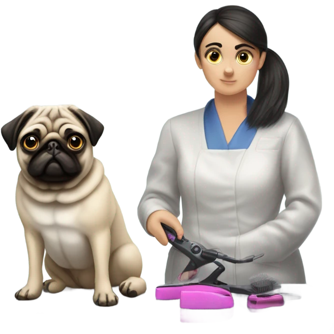 Pug getting haircut emoji