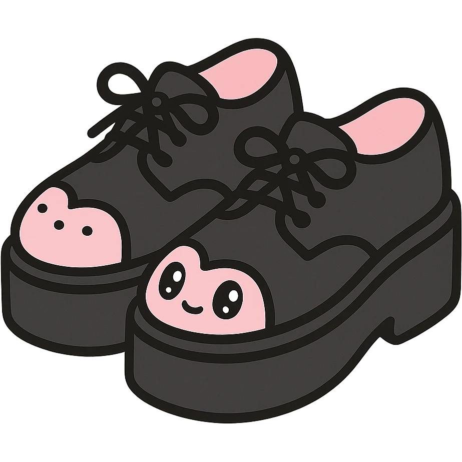 BLACKPINK-inspired gothic shoes, no hearts, black and pink, cute and stylish, kawaii style, creepers with thick soles emoji