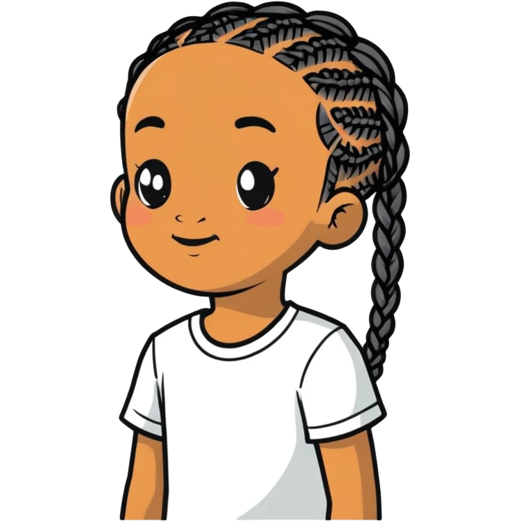 african american kid with a white tee and black braids emoji