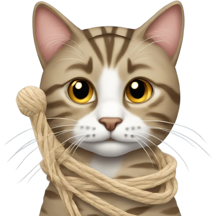 Tabby cat with ball of yarn emoji