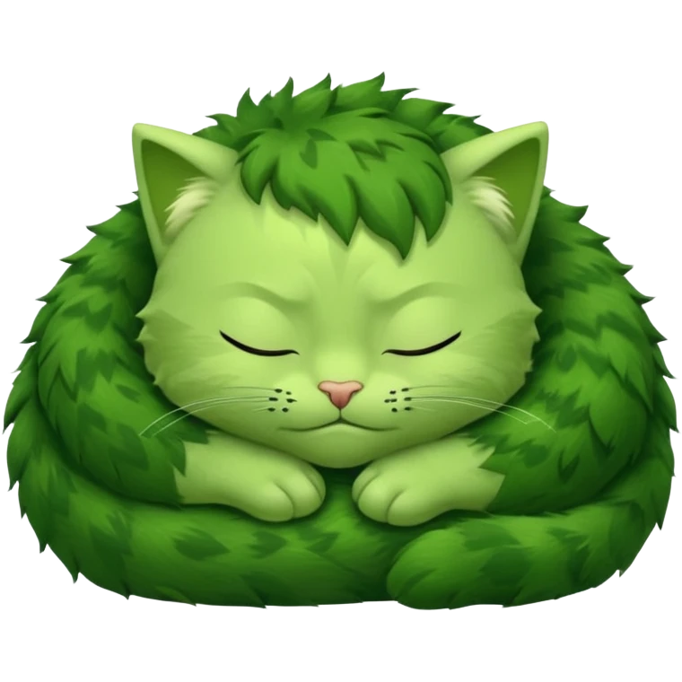 Incredible Hulk curled up like a small cute kitten, lying down, eyes closed, sleeping emoji