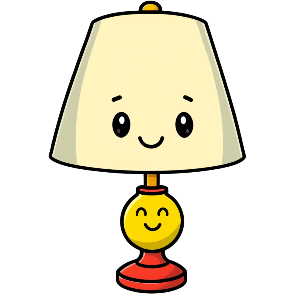 table lamp with cheerful face emoji