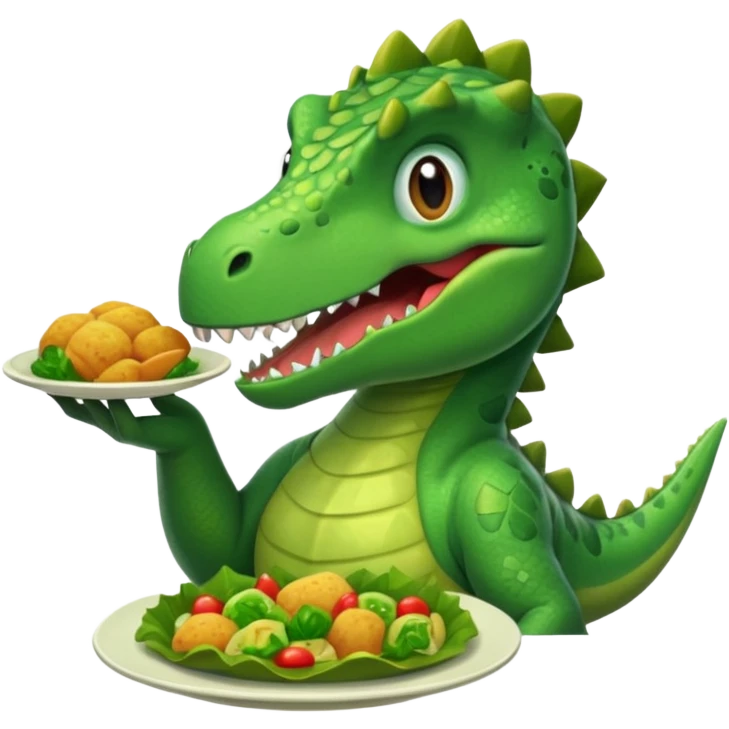 Dino eating plate of food emoji