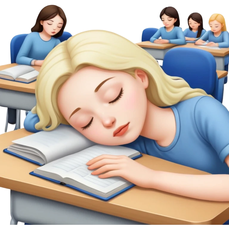 a girl sleeping in cllasss emoji