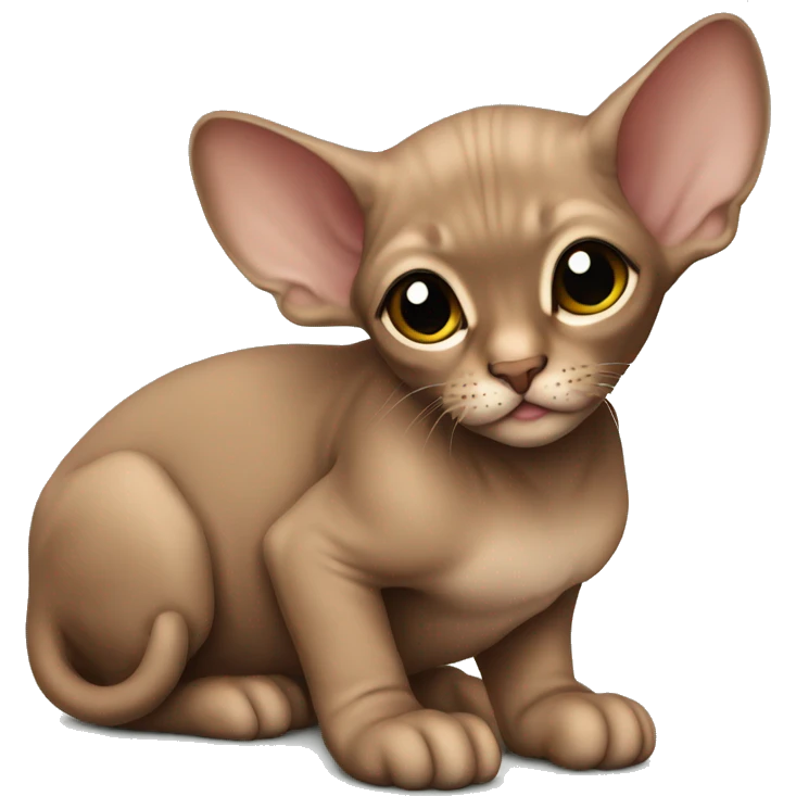 Brown sphinx kitten laying emoji
