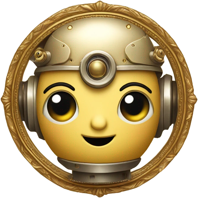 cute robot in a vintage gold frame emoji