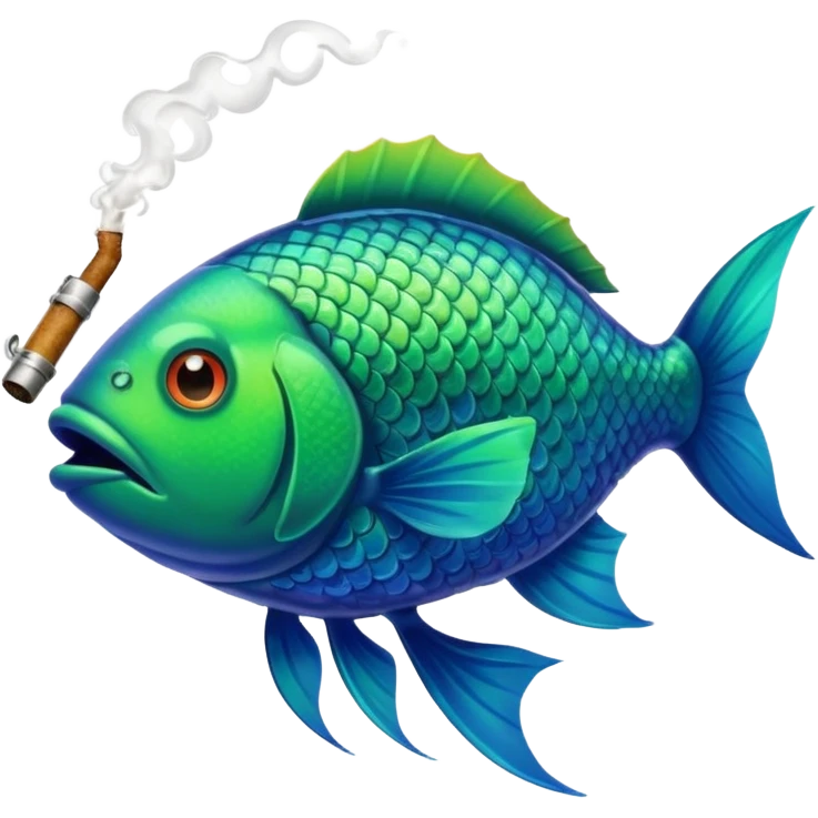 Fish smoking a huge blunt emoji
