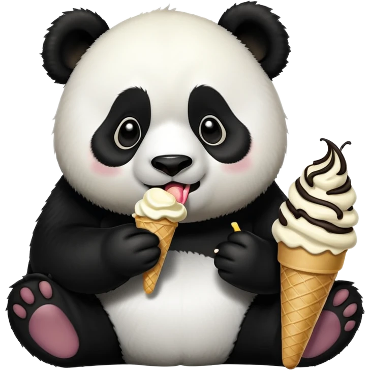Panda eating ice cream emoji