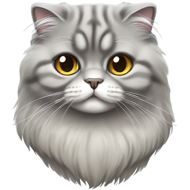 gray scottish fold long-hair cat emoji