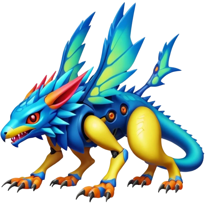  colorful warm modern cyber-Fakémon-Digimon-Trico-Vernid-creature (full body) emoji