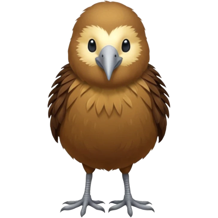 New Zeland kiwi bird on two feet with a long beak and round shape emoji