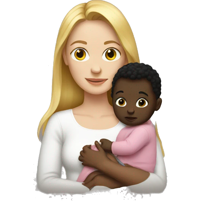 White woman with black baby emoji