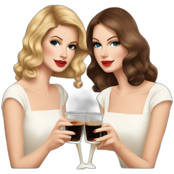 Lana del Rey & Taylor swift  drinking espresso martini emoji