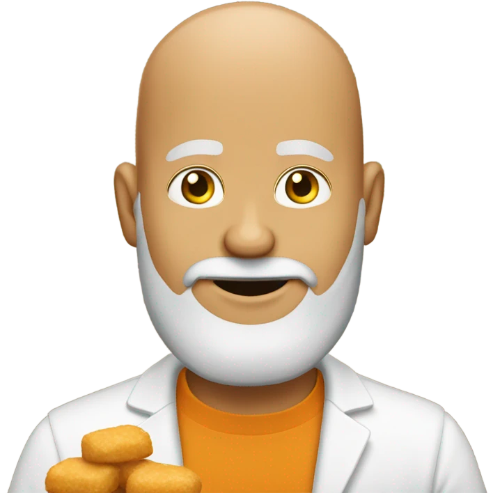 Bald man with beard eating chicken nuggets emoji