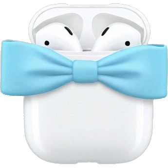 white airpod maxs with light blue bow emoji