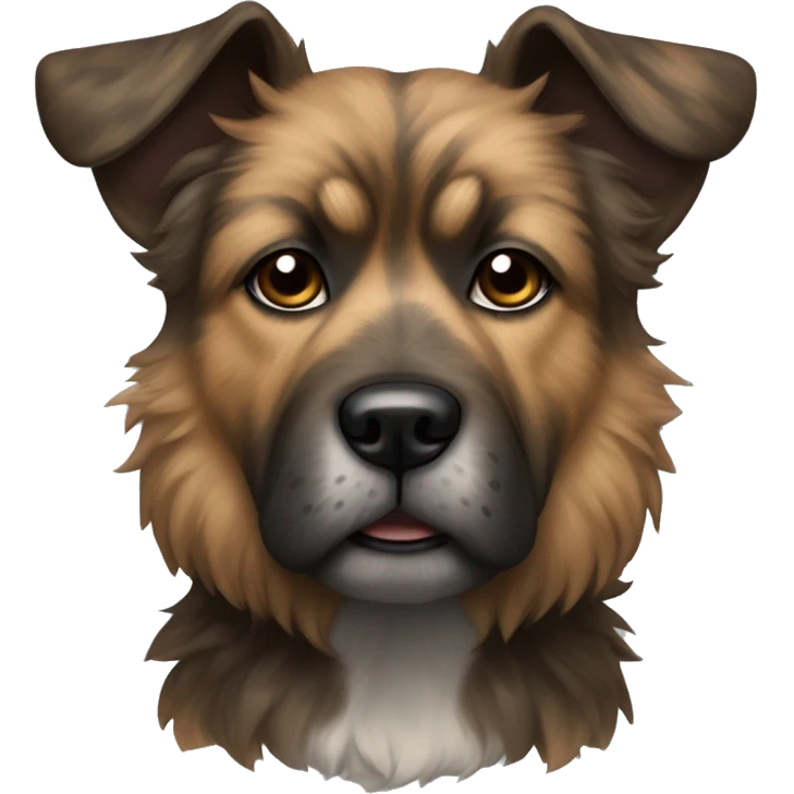 Brindle fluffy Asian dog with brindle fur pointed ears  emoji