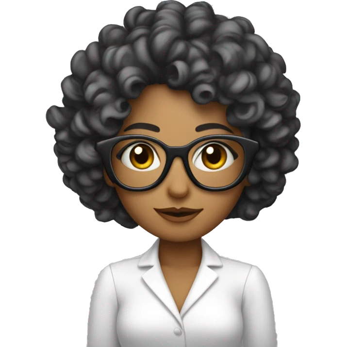 mujer pelo rizado con mechas rubias y gafas tez blanca emoji