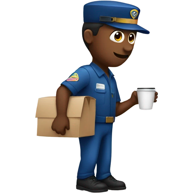 Mailman carrying a coffee emoji