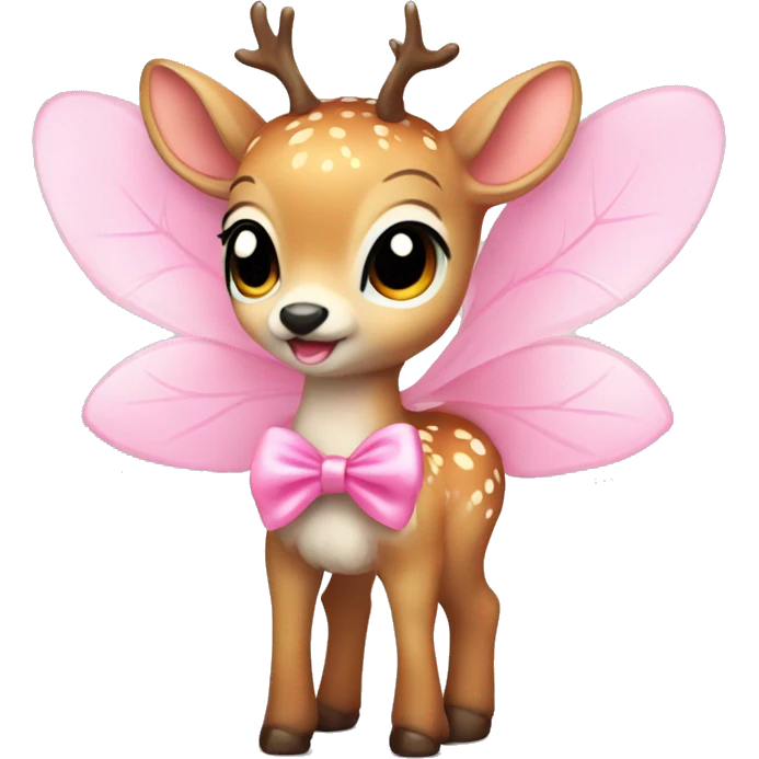 baby deer with fairy wings and a pink bow around its neck  emoji