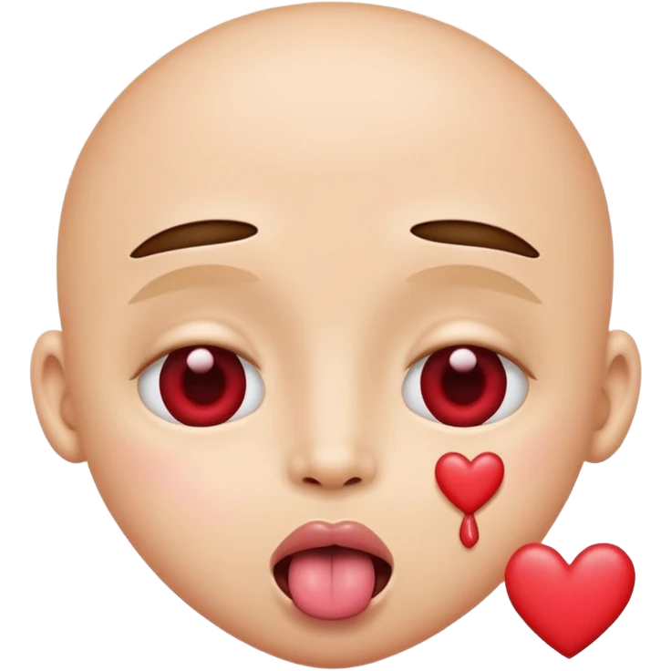 Has hearts as its eyes, has its tongue sticking out  emoji