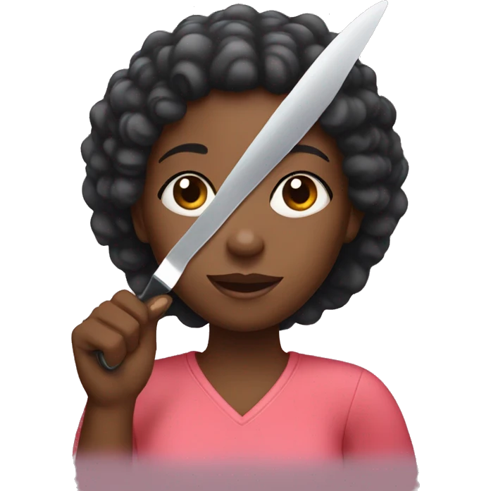 Black Girl with a plastic knife emoji