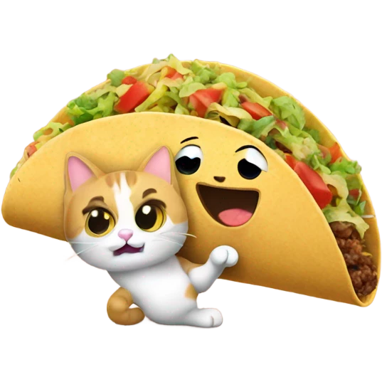 Taco with a cat eating it emoji