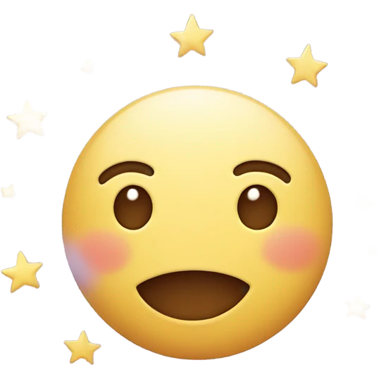 A cute smiley face that’s blushing with a star in the right corner of the face￼ emoji