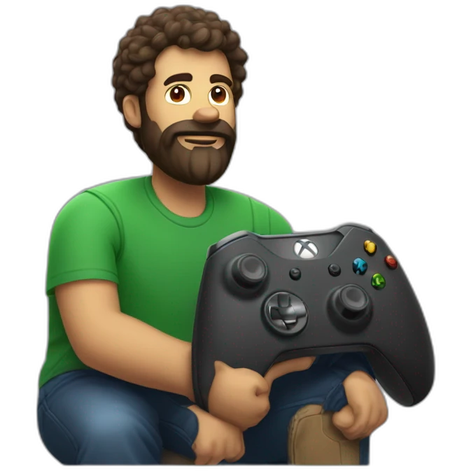 homme brun barbu qui joue à la Xbox emoji