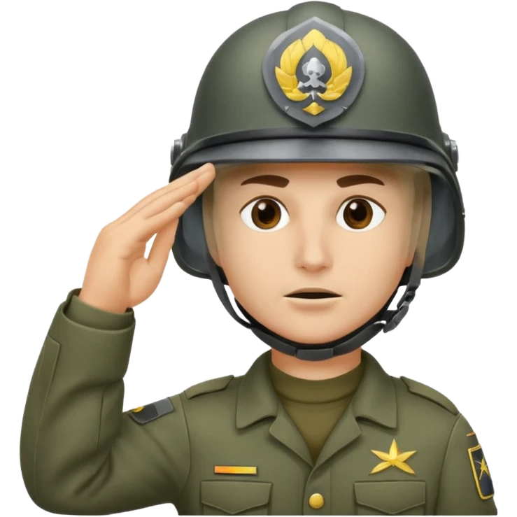 Soldier saluting with helmet + mask emoji