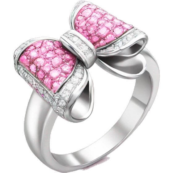 Silver diamond ring with a bow in pink ￼ emoji